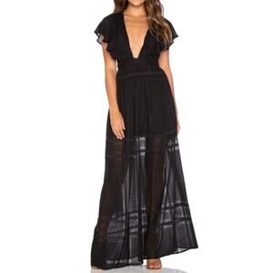 The Jetset Diaries Casablanca Maxi Dress Black Embroidered Boho Beach Size M